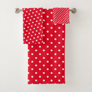 Polka Dot Spots Red en White Simple Pattern Bad Handdoek
