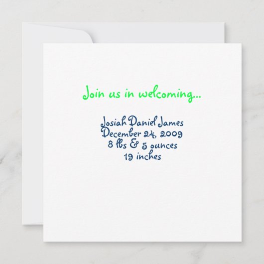 Polka Dot Square Initialen Blue Aankondiging (Achterkant)