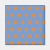 Polka Dot Square Magnet (denim blauw & Sinaasappel (Voorkant)