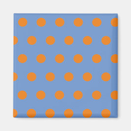 Polka Dot Square Magnet (denim blauw & Sinaasappel