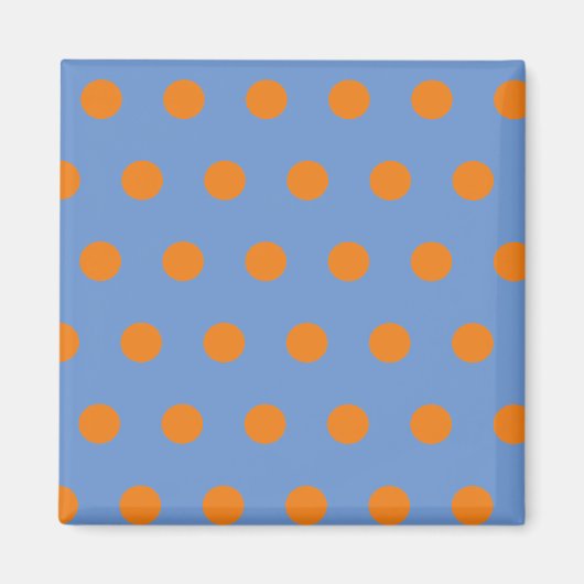 Polka Dot Square Magnet (denim blauw & Sinaasappel (Voorkant)