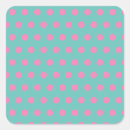 Polka Dot Square Stickers (Aqua & Roze)