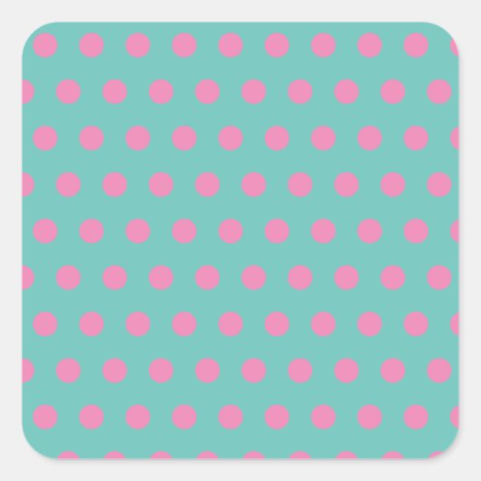 Polka Dot Square Stickers (Aqua & Roze) (Voorkant)