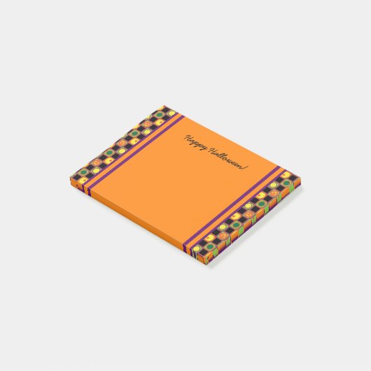 Polka Dot Squares Halloween Pumpkin Patroon Post-it® Notes (Schuin)