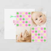 Polka Dot Squares Roze Kaart (Voorkant / Achterkant)