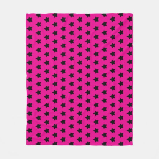 Polka dot sterren - zwart en roze fleece deken (Voorkant)