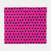 Polka dot sterren - zwart en roze fleece deken (Voorkant (Horizontaal))