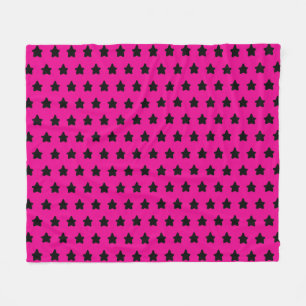 Polka dot sterren - zwart en roze fleece deken