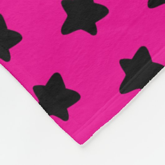 Polka dot sterren - zwart en roze fleece deken (Hoek)