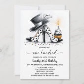 Polka Dot Stiletto Shoes 100th Birthday Kaart (Voorkant)