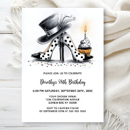 Polka Dot Stiletto Shoes Birthday Party Kaart