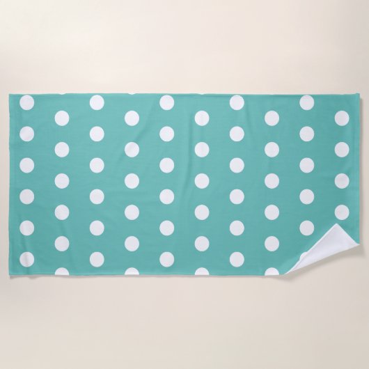 Polka Dot Strandlaken (Aqua & Wit) (Voorkant)