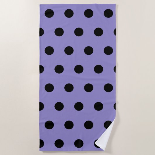 Polka Dot strandlaken (lavendel & zwart) (Voorkant)