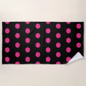 Polka Dot strandlaken (zwart & neon roze) (Voorkant)