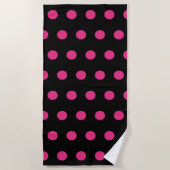 Polka Dot strandlaken (zwart & neon roze) (Voorkant)