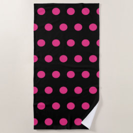 Polka Dot strandlaken (zwart & neon roze)