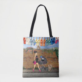 Polka-dot Street Art Scene Tote Bag