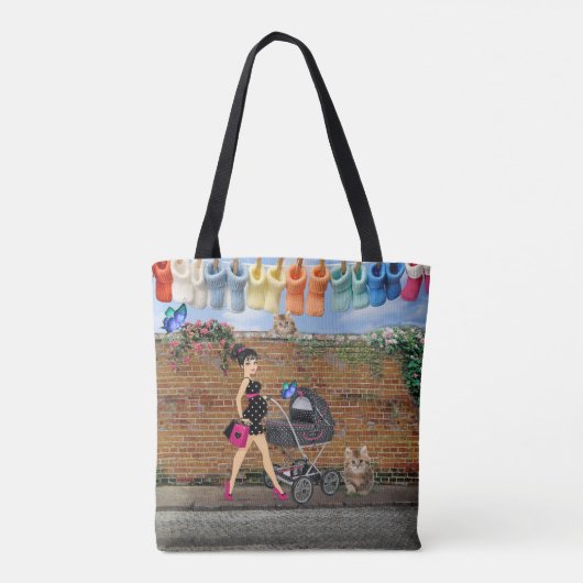 Polka-dot Street Art Scene Tote Bag (Achterkant)
