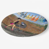 Polka-Dot Street Scene Papieren Bordje (Gekanteld)