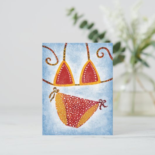 Polka Dot String Bikini-Briefkaart Briefkaart (Staand voorkant)