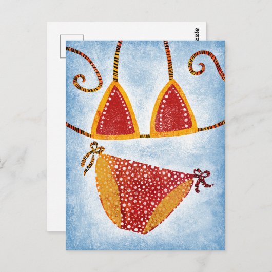 Polka Dot String Bikini-Briefkaart Briefkaart (Voorkant / Achterkant)