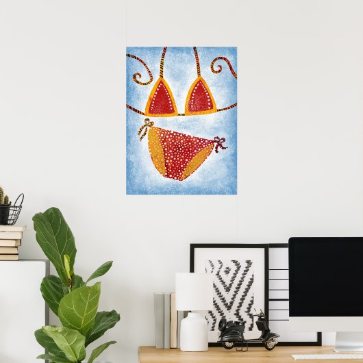 Polka Dot String Bikini Poster Wall Art (Thuiskantoor)