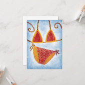 Polka Dot String Bikini-Wenskaart Kaart (Voorkant / Achterkant in situ)