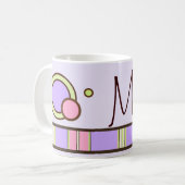 Polka Dot & Stripes Paarse monogram Mok (Voorkant links)