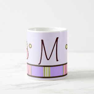 Polka Dot & Stripes Paarse monogram Mok