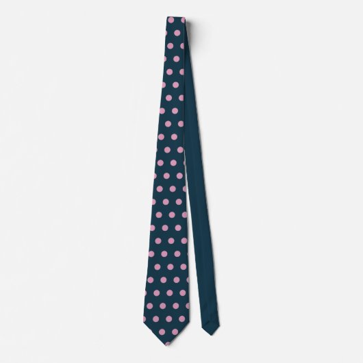 Polka Dot Stropdas (Midnight Blue & Soft Pink) (Voorkant)