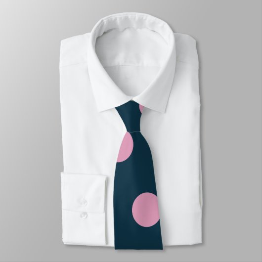 Polka Dot Stropdas (Midnight Blue & Soft Pink) (Gebonden)