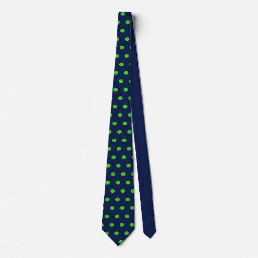 Polka Dot Stropdas (Navy Blue & Lime Green) (Voorkant)