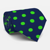 Polka Dot Stropdas (Navy Blue & Lime Green) (Opgerold)