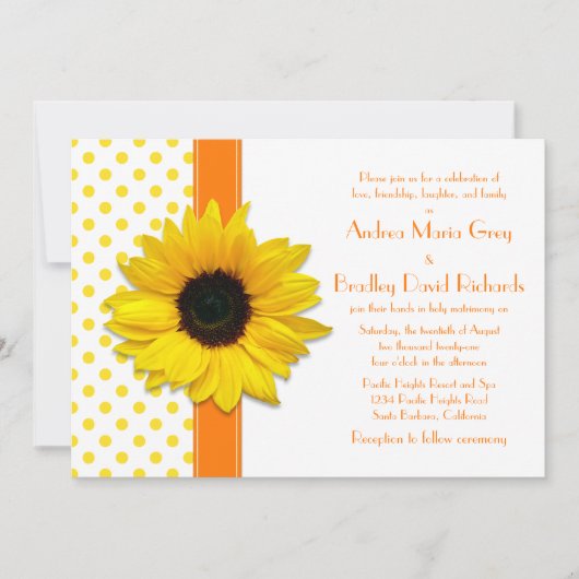 Polka Dot Sunflower Weddenschap Kaart (Voorkant)