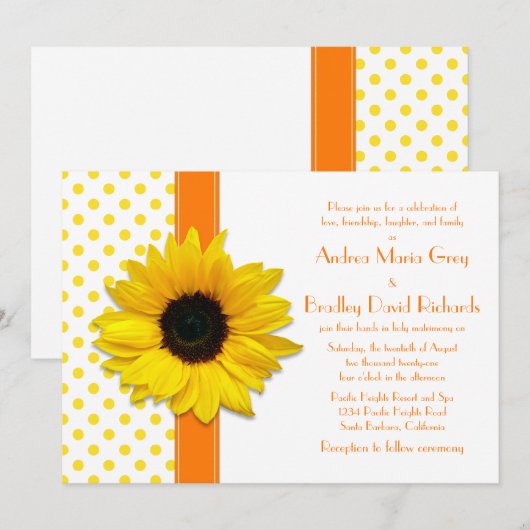 Polka Dot Sunflower Weddenschap Kaart (Voorkant / Achterkant)