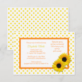 Polka Dot Sunflower Wedding Vrijgezellenfeest Invi Kaart (Voorkant / Achterkant)