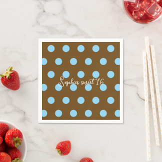 Polka Dot Sweet 16 - Blauwe & Bruine Stippen Verja Servet