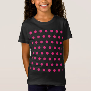 Polka Dot T-shirt voor kinderen (zwart & neonroze)