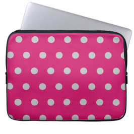 Polka Dot Tablet Hoesje (Hot Pink & Grey) Laptop Sleeve