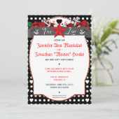 Polka Dot Tattoo Rockabilly Wedding Kaart (Staand voorkant)