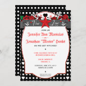 Polka Dot Tattoo Rockabilly Wedding Kaart (Voorkant / Achterkant)