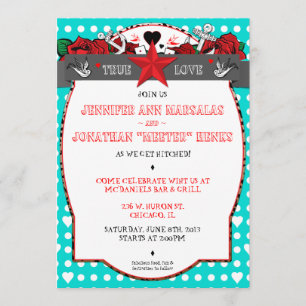 Polka Dot Tattoo Rockabilly Wedding Kaart