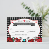 Polka Dot Tattoo Rockabilly Wedding Rsvp Card (Staand voorkant)