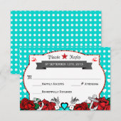 Polka Dot Tattoo Rockabilly Wedding Rsvp Card (Voorkant / Achterkant)