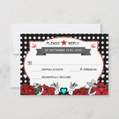 Polka Dot Tattoo Rockabilly Wedding Rsvp Card Kaartje (Voorkant)