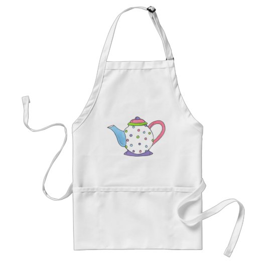 Polka Dot Tea Party Aftermiddag Tea Pot Teapot Standaard Schort (Voorkant)