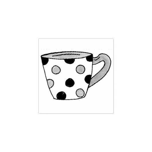 Polka Dot Tea Party Cup Teacup Mok Rubber Stempel (Afrduk)