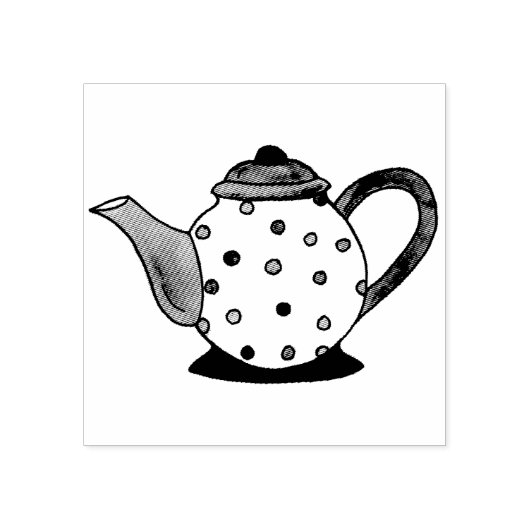 Polka Dot Tea Party Teapot Rubber Stempel (Afrduk)