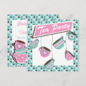  Polka dot Tea Party uitnodiging (Voorkant / Achterkant)