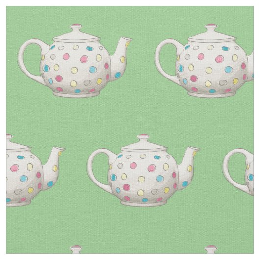 Polka Dot Tea Pot Stof (Close Up)
